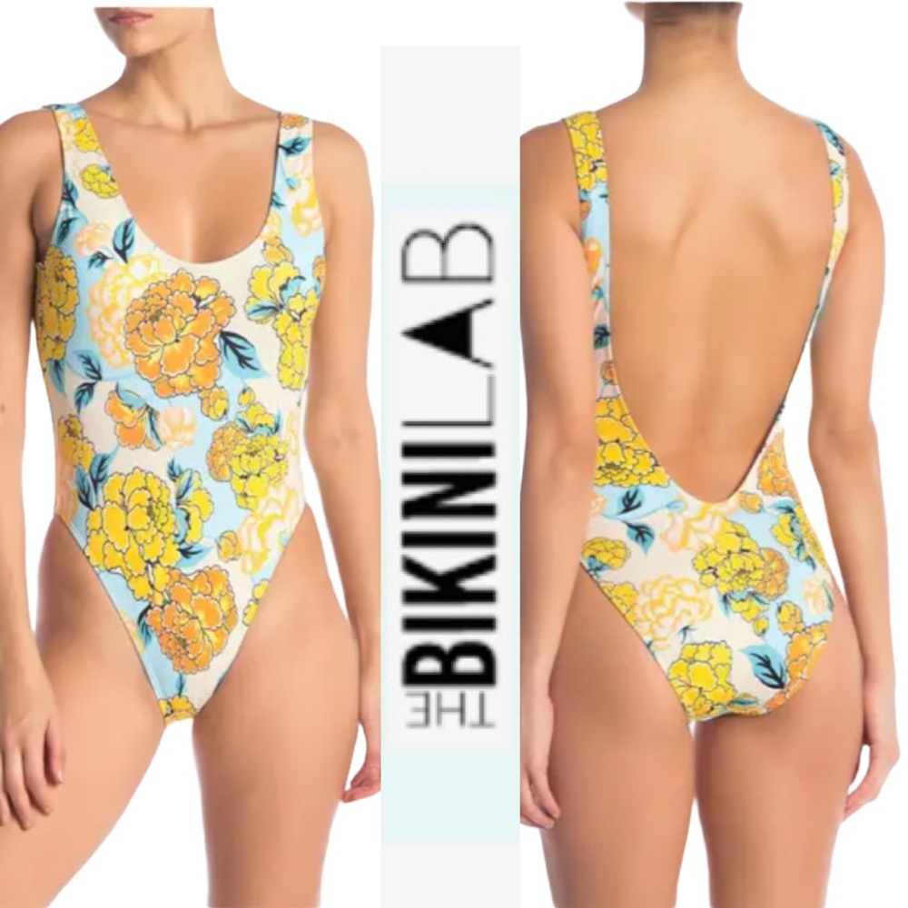 NORDSTROM BIKINI LAB SPANISH BLOOM HIGH LEG FLORAL ONE PIECE **NWT**